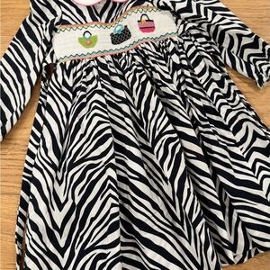 Marmellata Smocked Purse Zebra Print Kids Dress